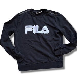 Fila Black Crewneck Sweatshirt | Bold Logo Streetwear Pullover Unisex Fit